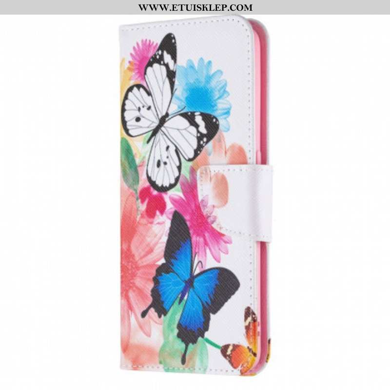 Etui Folio do Oppo A94 5G Malowane Motyle I Kwiaty